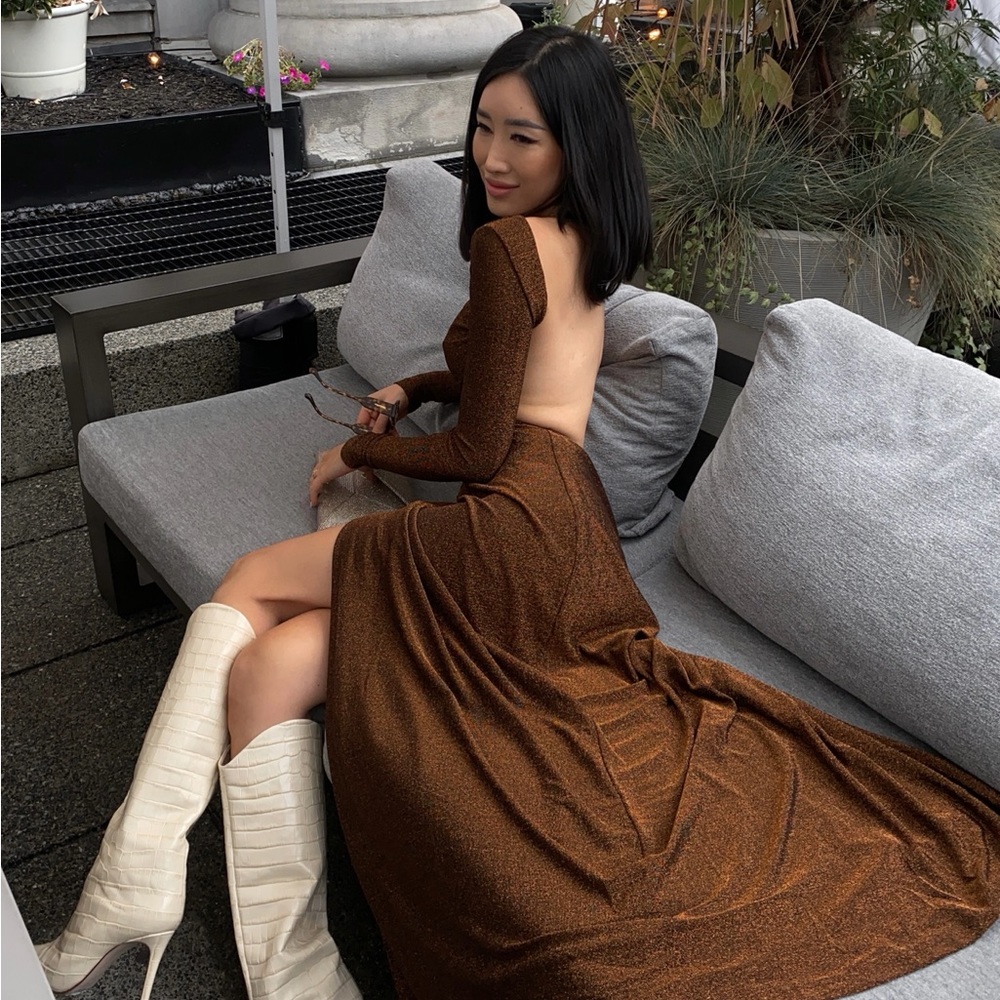 Soldout Meshki Samira wrap dress in xs. Brown